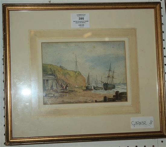 Water colour of fishing boats on south coastal scene